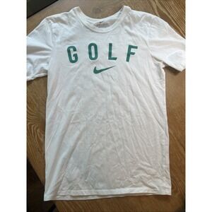 Nike Golf Tshirt Mens Size Small White Green Short Sleeve Dri‎ Fit Outdoor